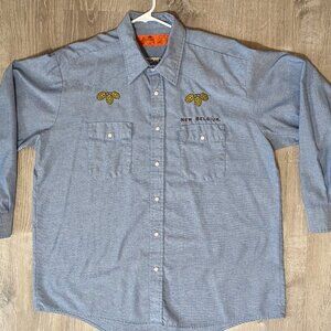 Rare New Belgium Brewery Pearl Snap Shirt - Red Cap Denim Uniform XL Ranger IPA